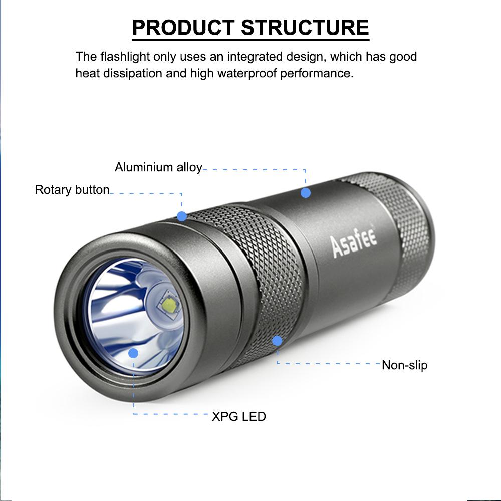 Asafee 350LM AF11 XPG LED Super Bright Diving Flashlight Diving Scuba Underwater 150 M Rotary Switch with 18650 Battery IPX8 Waterproof