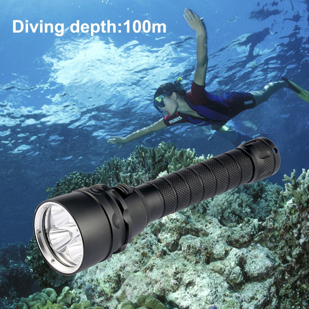 Asafee 3000Lm Xml L2 Led Waterproof 18650 Scuba Diving Flashlight 100M Underwater Torch