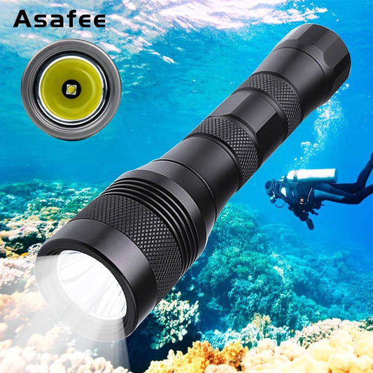 Asafee 2000LM DIV01 Scuba Diving Flashlight XM L2 Underwater Dive Torch Light Waterproof Diver Scuba Diving Torch 18650 battery underwater dive Torch