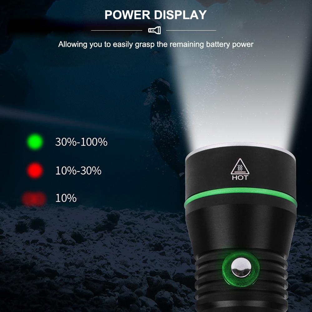 Asafee 2000LM S3 XHP50 LED Super bright light diving flashlight uses 18650/26650 battery three-gear button switch underwater 110M IPX8 Waterproof