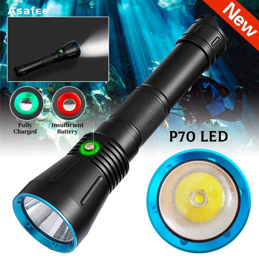 Asafee DA16 Powerful Tactical LED Diving Flashlight 3600LM SST70 Scuba Scuba Lantern Rechargeable 50M Waterproof Dive Torch