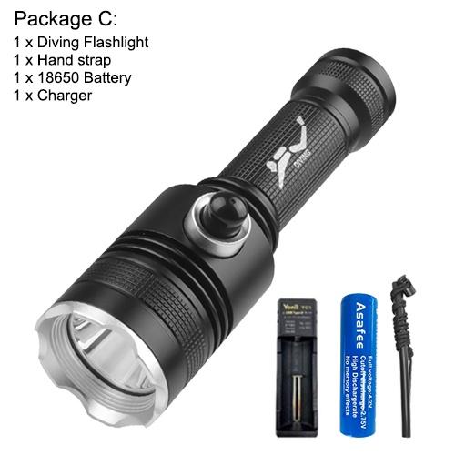 Asafee 600LM D239B P70 LED Super brightness dive flashlight Scuba fixed focus using 18650 battery press magneto switch IPX8 waterproof