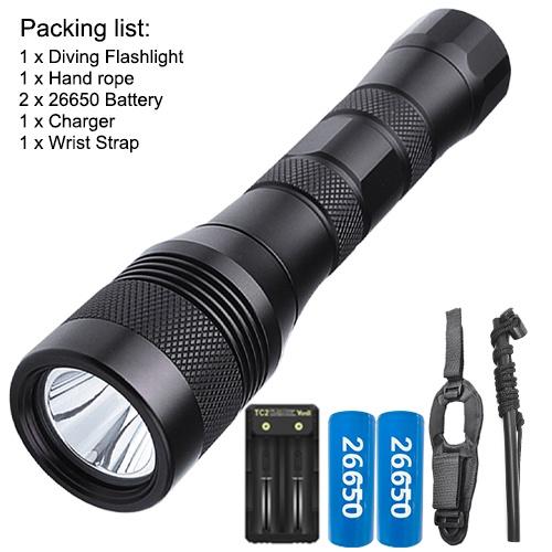 Asafee 2000LM DIV01 Scuba Diving Flashlight XM L2 Underwater Dive Torch Light Waterproof Diver Scuba Diving Torch 18650 battery underwater dive Torch