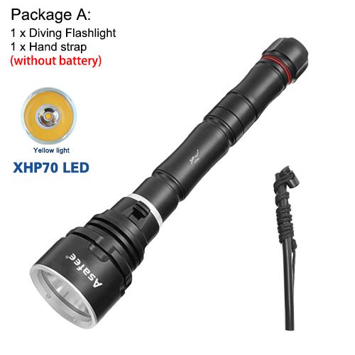 Asafee 3000LM DA33 ultra bright P70 LED diving flashlight scuba fishing underwater 80M using 18650/26650 batteries  multi gear magnetic control thrust switch IPX8 waterproof