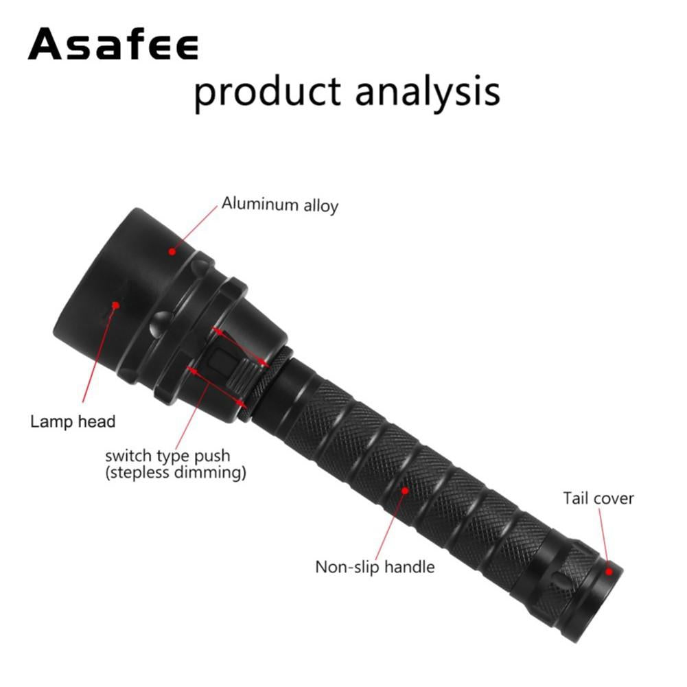 Asafee 3000Lm XML L2 LED Waterproof 18650 Scuba Diving Flashlight 100M Underwater Diving Torch