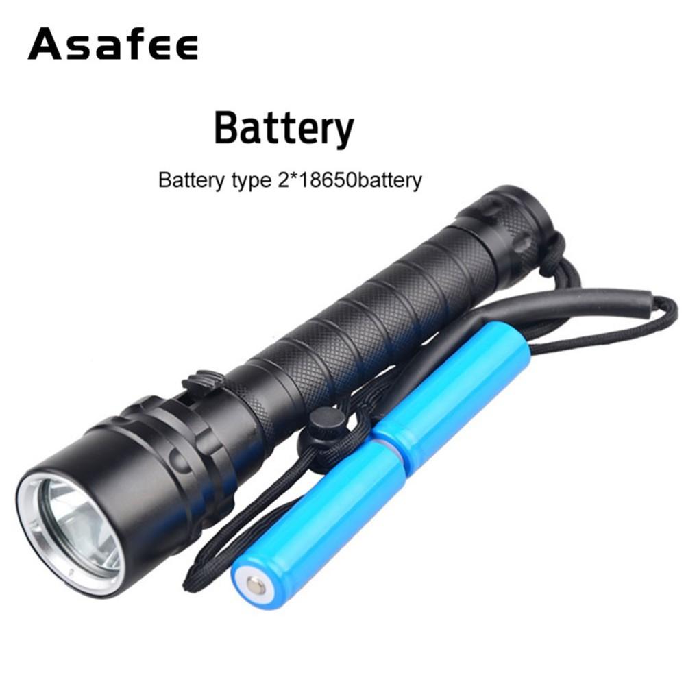 Asafee 3000Lm XML L2 LED Waterproof 18650 Scuba Diving Flashlight 100M Underwater Diving Torch