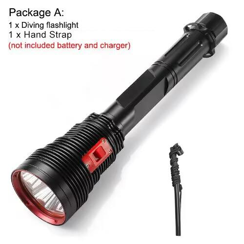 Asafee 15000LM A47 Yellow light 4*XHP70.2 LED Powerful Super Bright Diving Flashlight Scuba Lights 3 modes Head to switch Torch lamp for Underwater 200M IPX8 waterproof