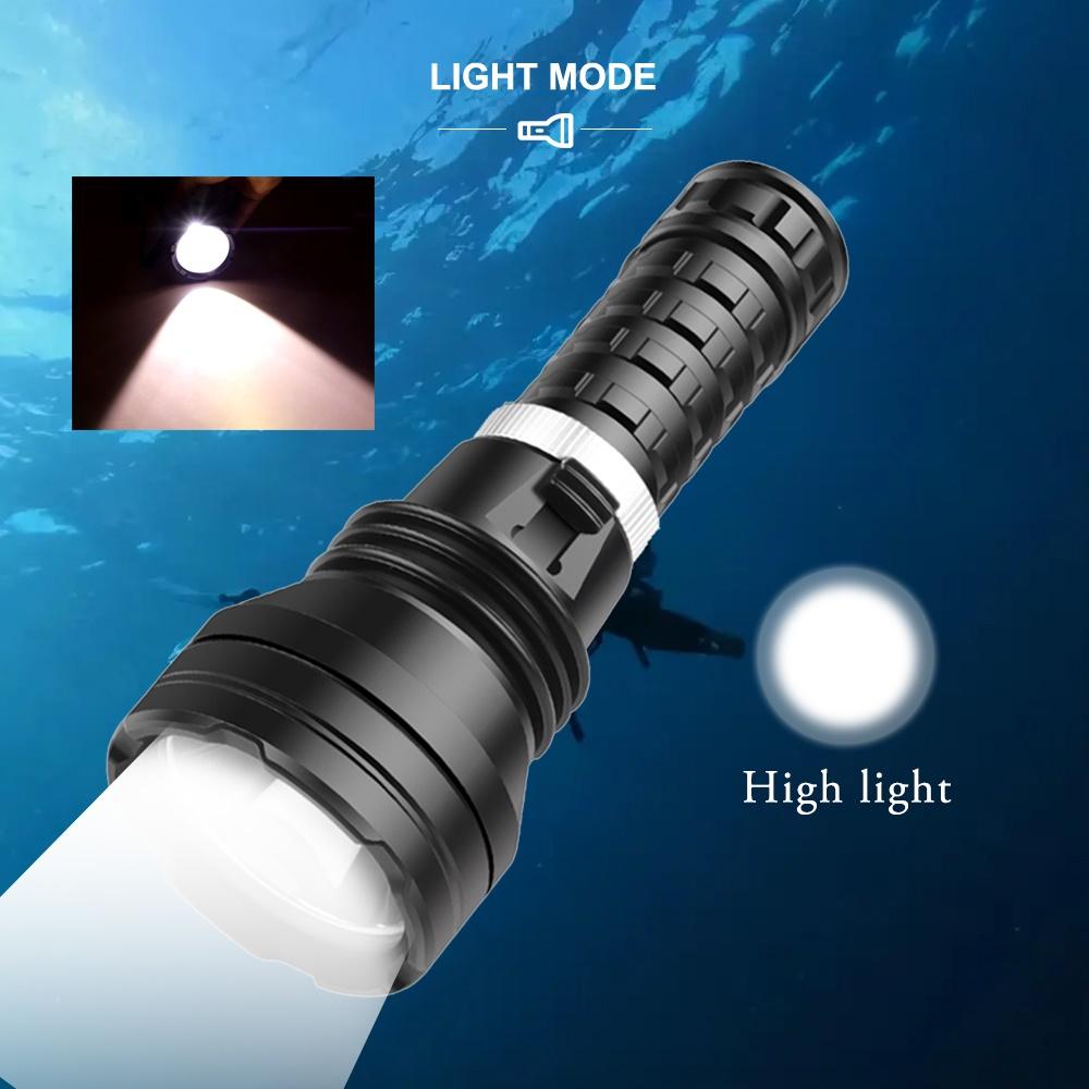 Asafee 1000Lm D855 Xhp70 Powerful Super Bright Diving Flashlight Scuba Magnetic Switch Using 26650 18650 Optical Cup Fixed Focus Underwater 50M Ipx8 Waterproof