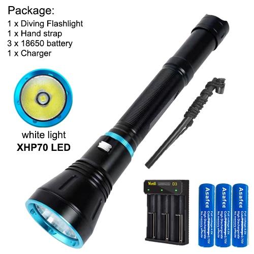 Asafee 8000LM A16PRO P70 LED Ultra Bright Light Diving Flashlight original Scuba fishing underwater 80M stepless dimming white/yellow light using 18650/26650 battery IPX8waterproof