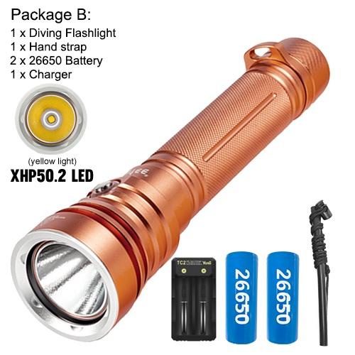 Asafee 2000LM A20 Super Powerful Light XHP50.2 LED  Diving Flashlight Scuba using 18650/26650 battery 5 gear switching underwater Waterproof 80M IPX8 Waterproof