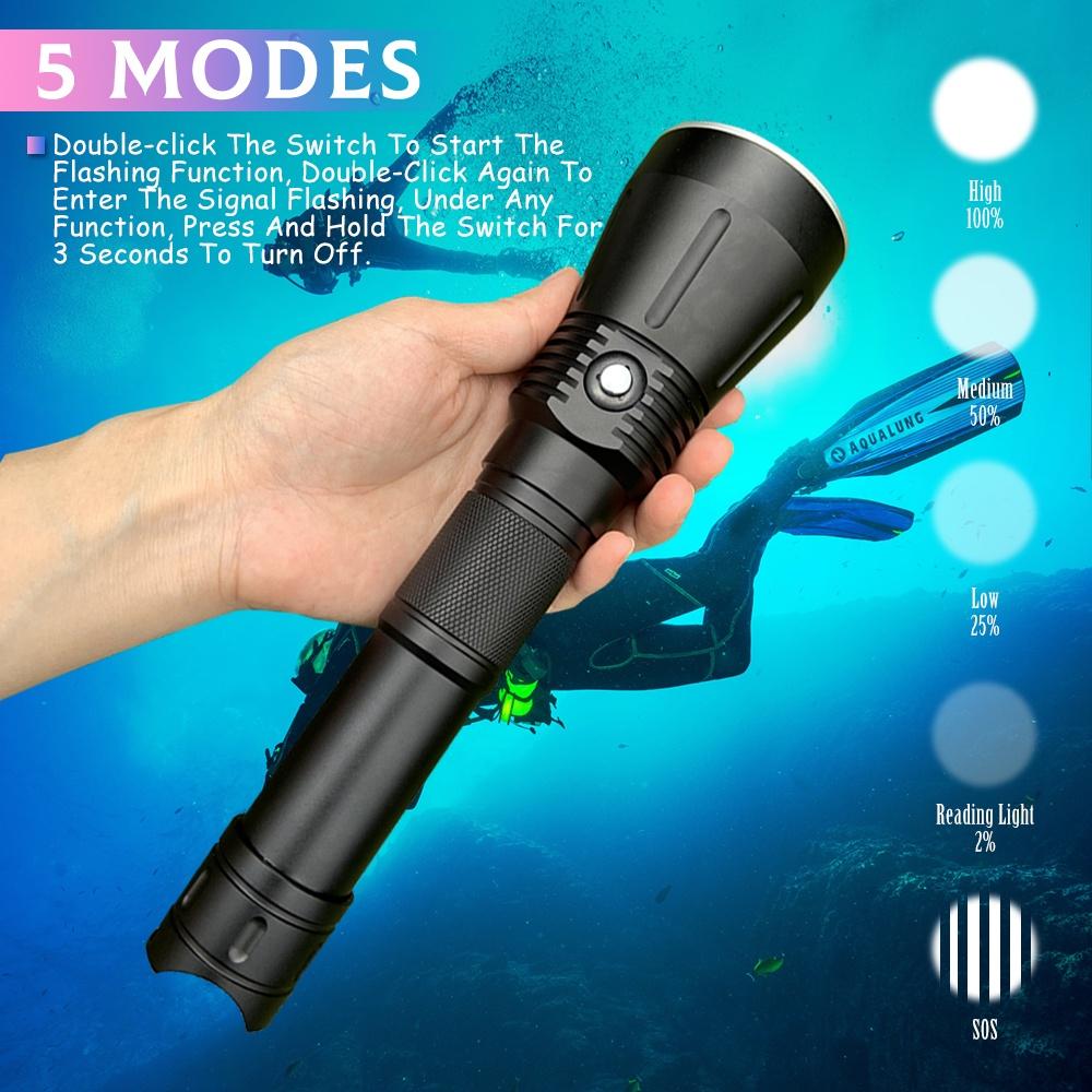 Asafee 10000LM DA16 XHP70.2 /SST70 LED Super Bright Powerful Diving Flashlight Waterproof Underwater Torch Light Rechargeable Scuba IPX-8 waterproof