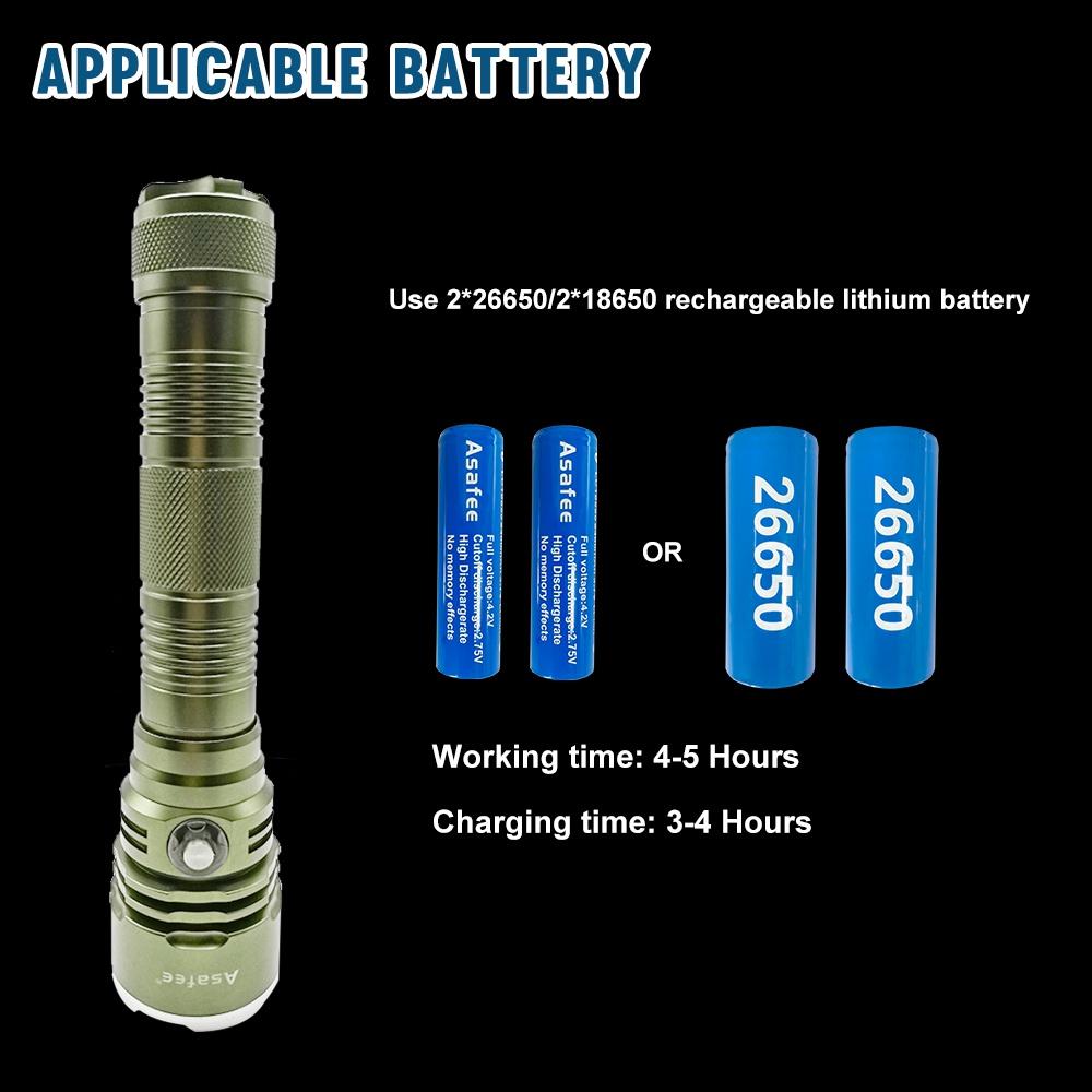 Asafee 2200LM A18 XHP70 LED Ultra powerful light diving flashlight Scuba diving using 18650/26650 battery underwater 80M IPX8 waterproof