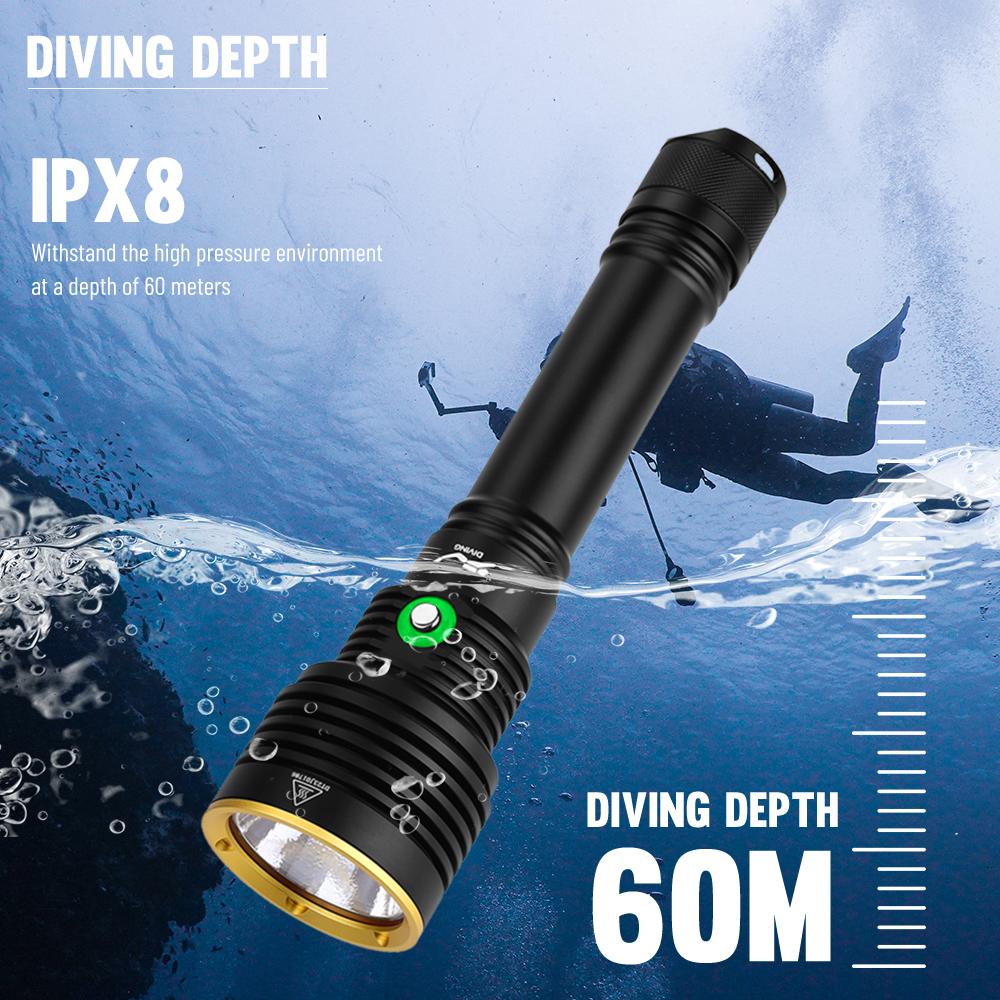 Asafee 4000LM Super bright powerful M63 XHP70.2 LED diving flashlight use 18650/26650 battery underwater 200M Diving scuba IPX8 waterproof