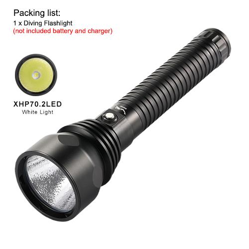 Asafee A17 Diving Torch XHP70.2 LED yellow /white light Diving Torch Central waterproof switch Applicable battery 2* 26650 IPX-8 waterproof diving fishing