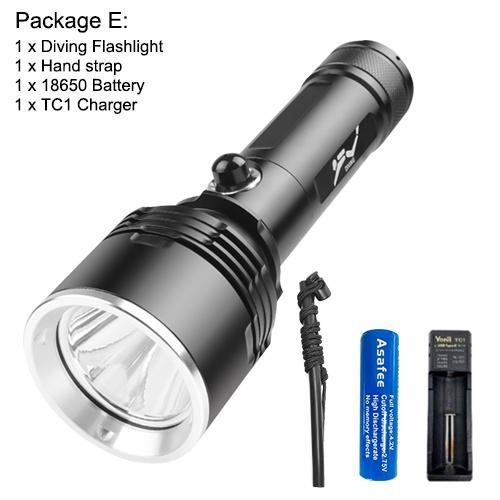 Asafee 1500Lm D617 Super Bright Xhp70Led Yellow Light Handheld Diving Torch Fixed Focus 3 Gears Press Switch Use 18650 26650 Battery Ipx8 Waterproof