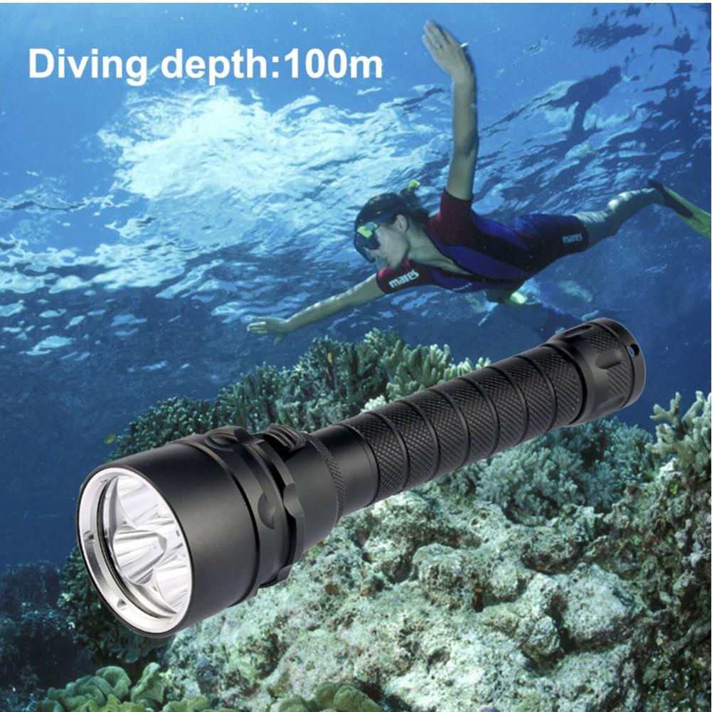 Asafee 3000Lm XML L2 LED Waterproof 18650 Scuba Diving Flashlight 100M Underwater Diving Torch