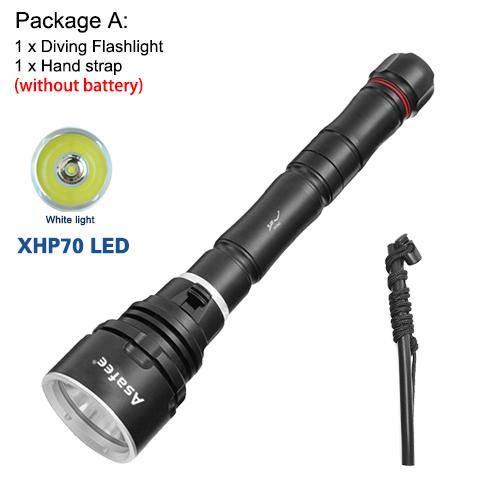 Asafee 3000LM DA33 ultra bright P70 LED diving flashlight scuba fishing underwater 80M using 18650/26650 batteries  multi gear magnetic control thrust switch IPX8 waterproof