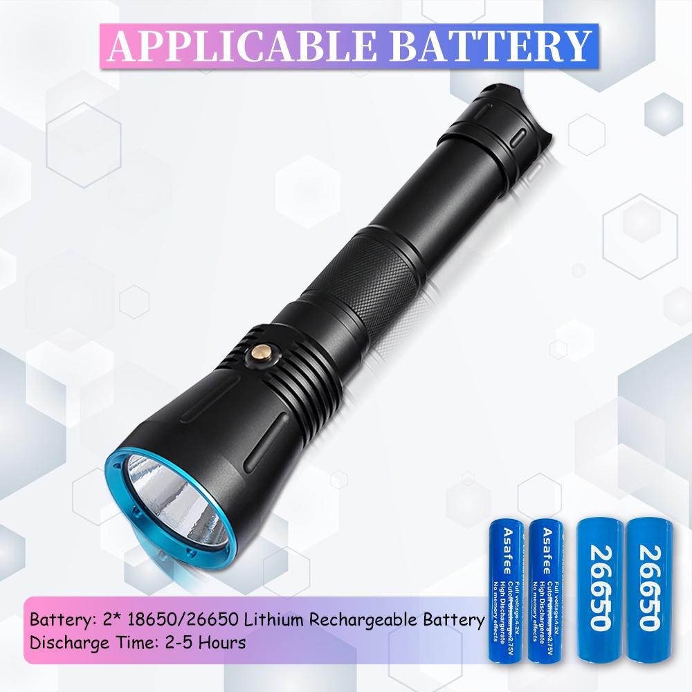 Asafee 10000LM DA16 XHP70.2 /SST70 LED Super Bright Powerful Diving Flashlight Waterproof Underwater Torch Light Rechargeable Scuba IPX-8 waterproof