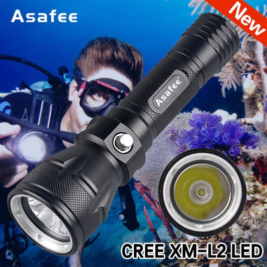 Asafee 1200Lm Fl012D Scuba Diving Light 50M Visibility L2 Led Waterproof 80M Underwater Flashlight Camping Lantern Torch