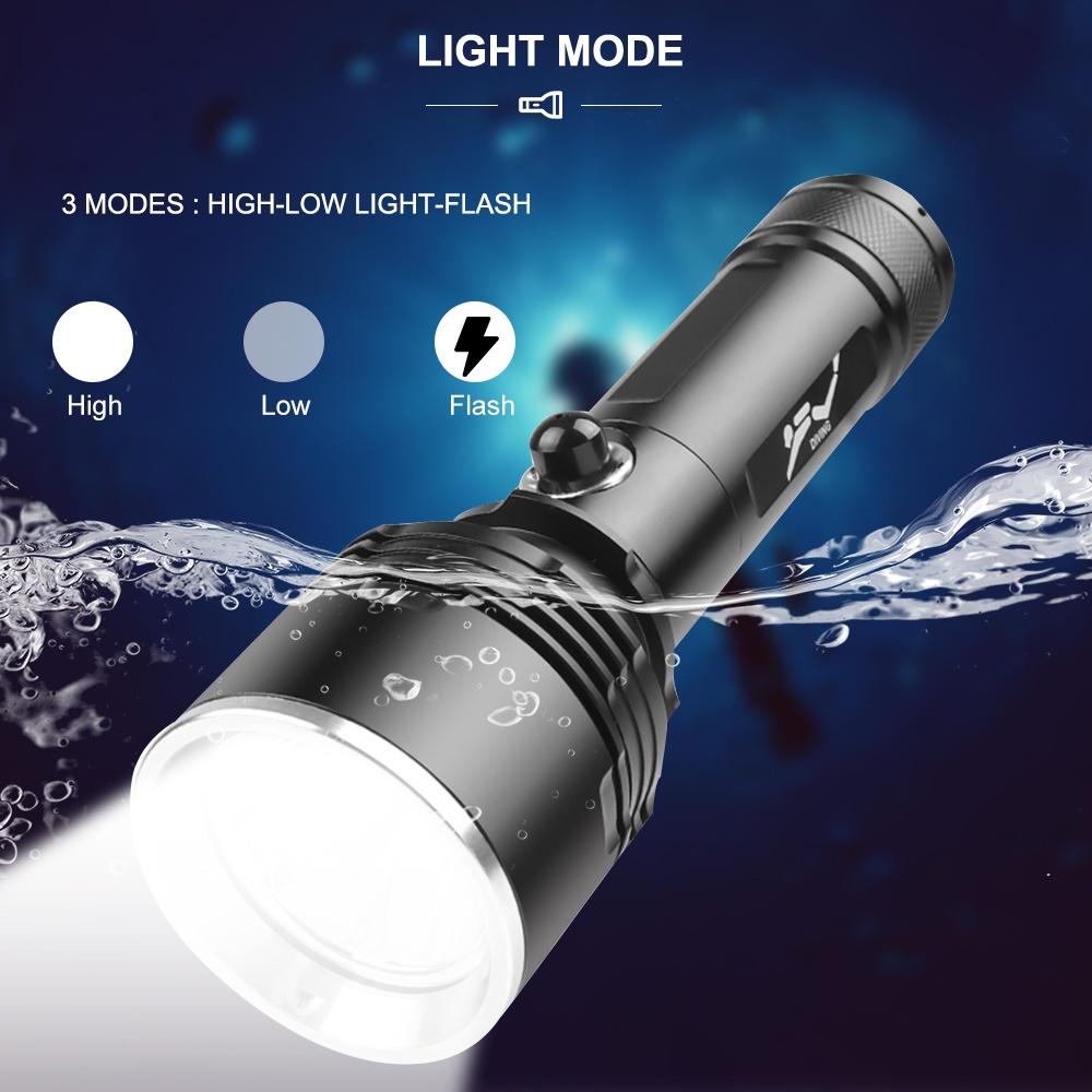 Asafee 1500Lm D617 Super Bright Xhp70Led Yellow Light Handheld Diving Torch Fixed Focus 3 Gears Press Switch Use 18650 26650 Battery Ipx8 Waterproof