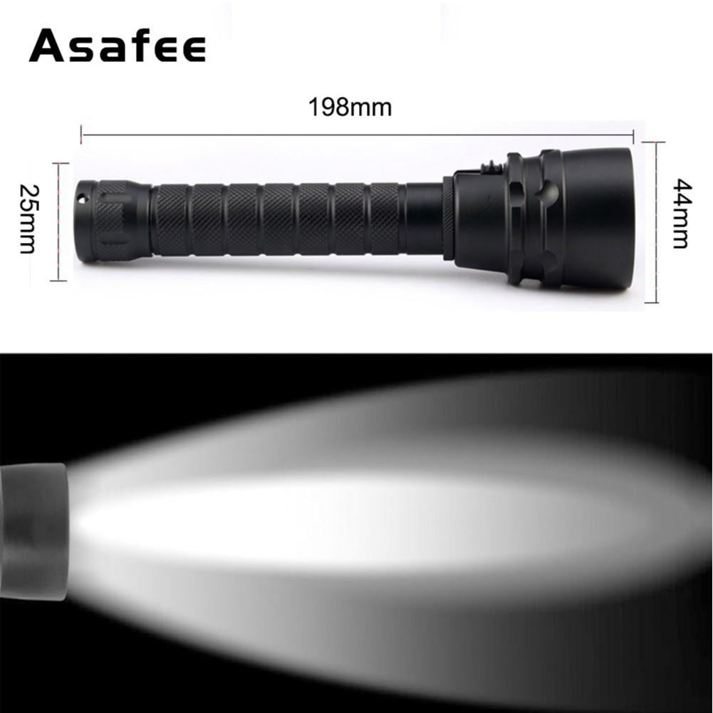 Asafee 3000Lm XML L2 LED Waterproof 18650 Scuba Diving Flashlight 100M Underwater Diving Torch