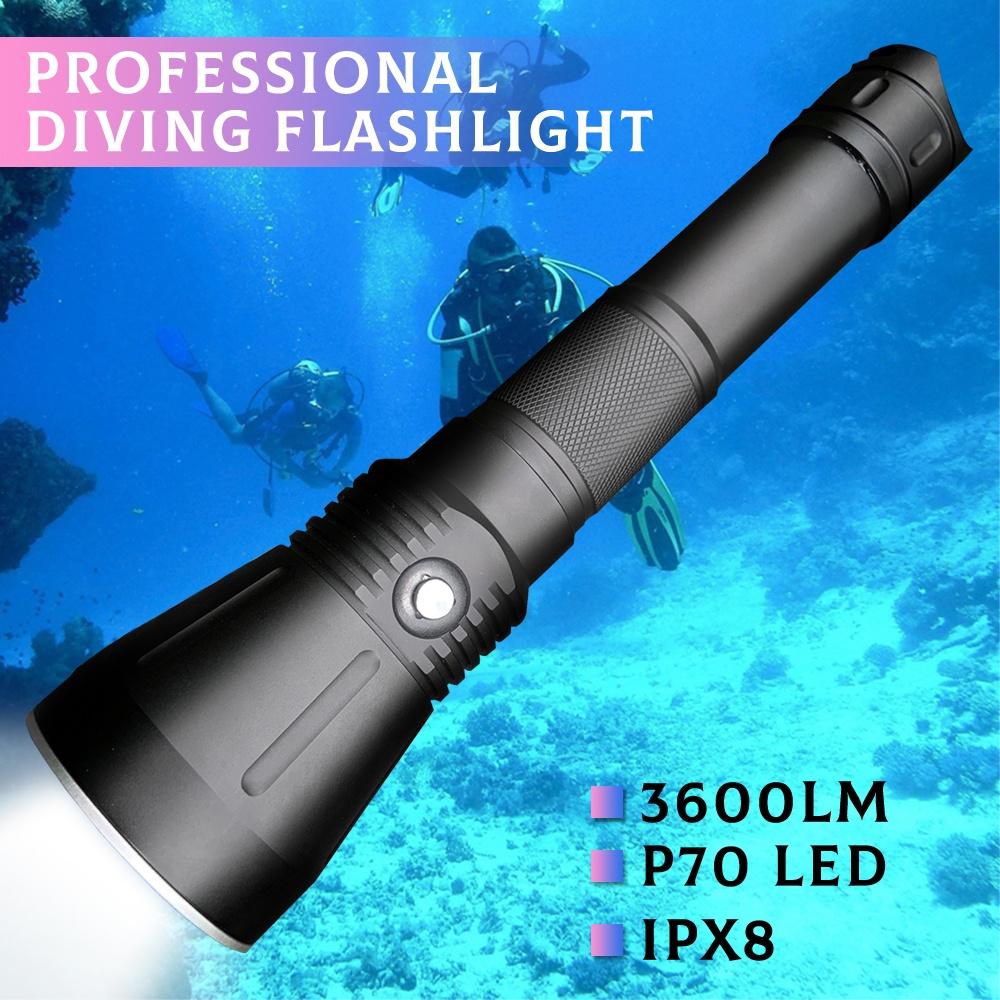 Asafee 10000LM DA16 XHP70.2 /SST70 LED Super Bright Powerful Diving Flashlight Waterproof Underwater Torch Light Rechargeable Scuba IPX-8 waterproof