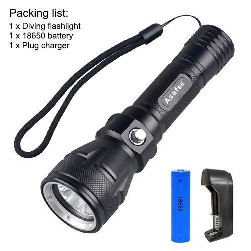 Asafee 1200Lm Fl012D Scuba Diving Light 50M Visibility L2 Led Waterproof 80M Underwater Flashlight Camping Lantern Torch