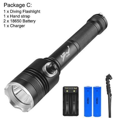 Asafee 600LM D239A P70 LED ultra bright dive flashlight Scuba Prime focus 3 gear press magnetic switch using 18650 battery IPX8 waterproof