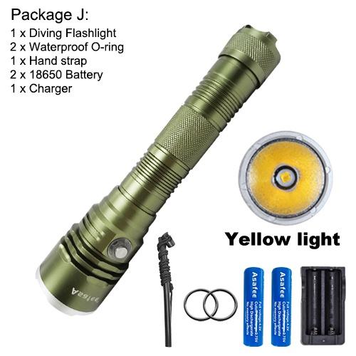 Asafee 2200LM A18 XHP70 LED Ultra powerful light diving flashlight Scuba diving using 18650/26650 battery underwater 80M IPX8 waterproof