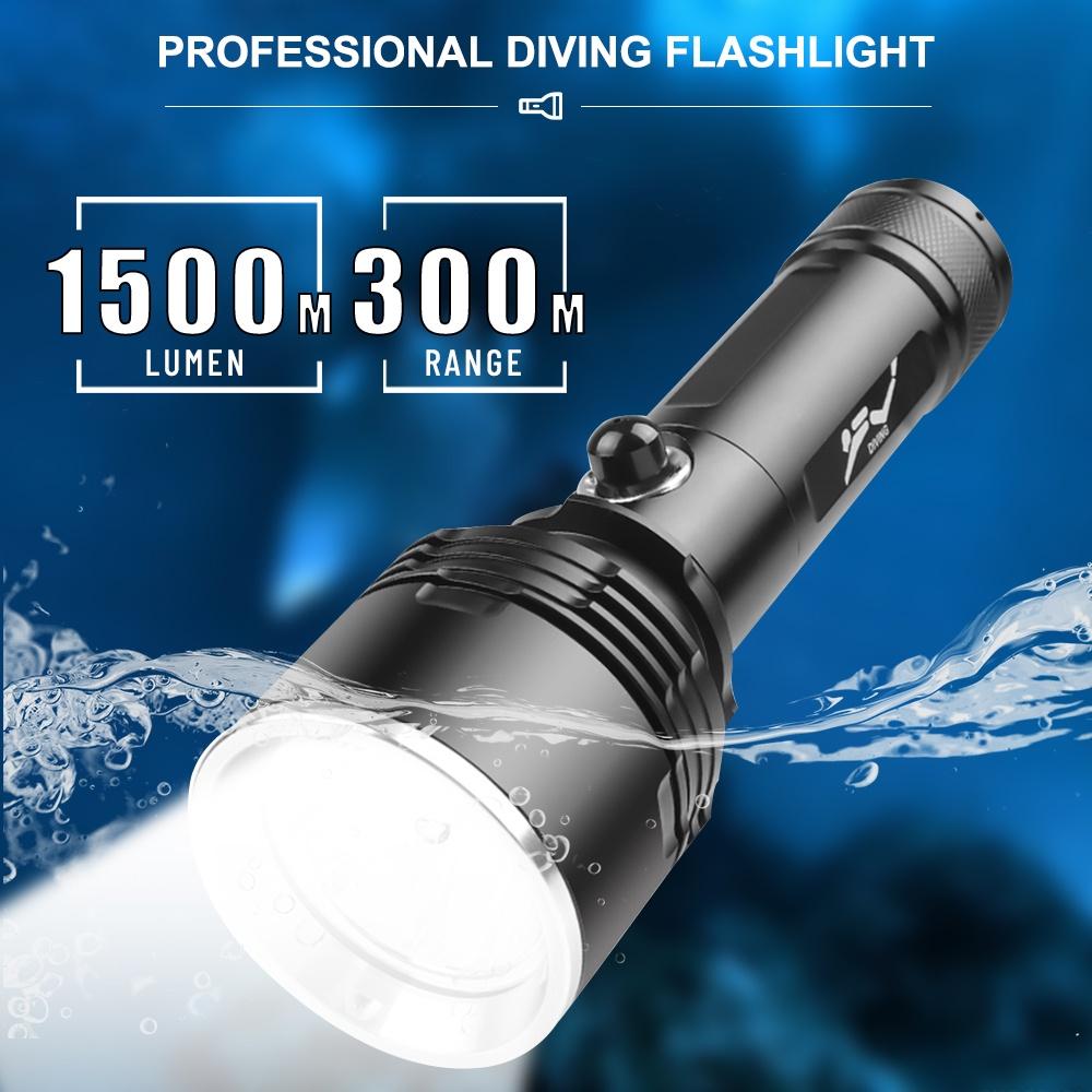 Asafee 1500Lm D617 Super Bright Xhp70Led Yellow Light Handheld Diving Torch Fixed Focus 3 Gears Press Switch Use 18650 26650 Battery Ipx8 Waterproof