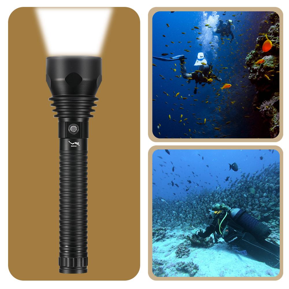 Asafee A17 Diving Torch XHP70.2 LED yellow /white light Diving Torch Central waterproof switch Applicable battery 2* 26650 IPX-8 waterproof diving fishing